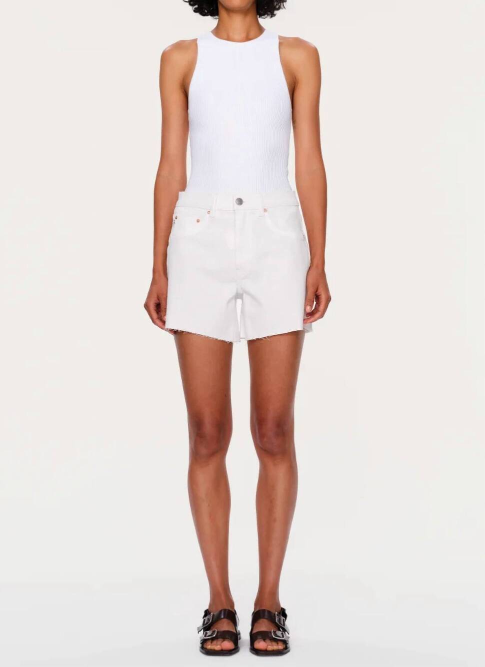 NEW DL1961 - WOMEN'S zoie vintage mid rise short in ecru raw